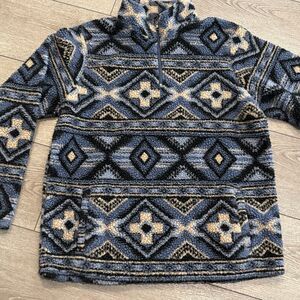 Wrangler Sweater Mens Large Blue Sherpa Aztec Western Retro Fleece Pockets